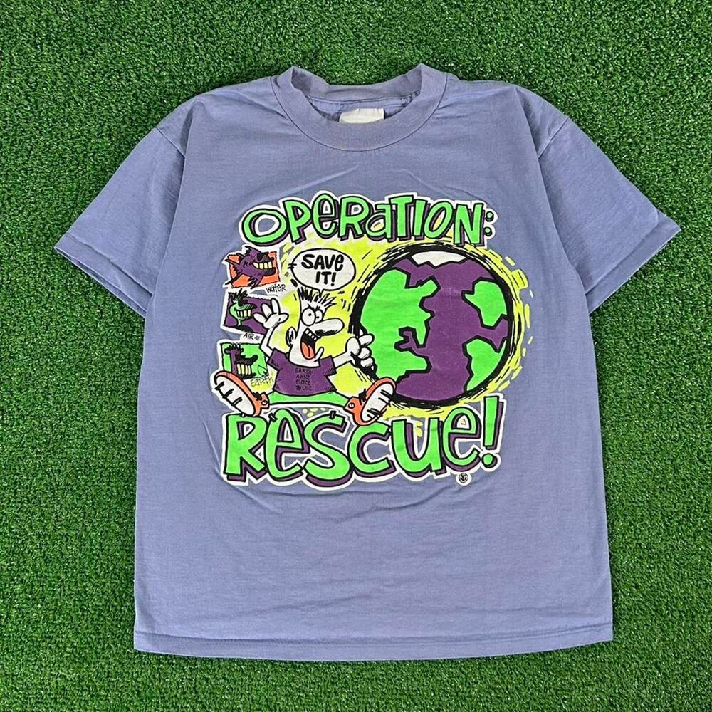 Vintage 90s Le Tigre Operation Rescue Save The World Graphic Tshirt